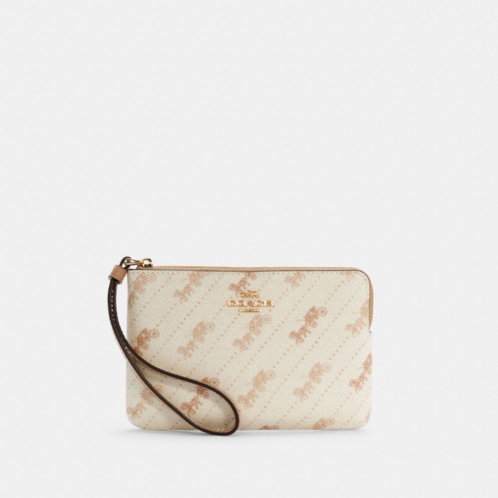 Corner Zip Wristlet With Butterfly Print