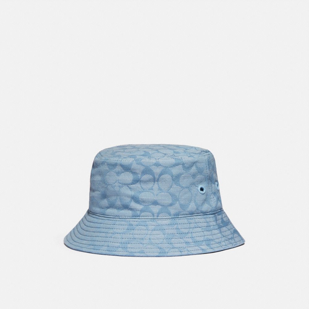 COACH Wide Signature Denim Bucket Hat
