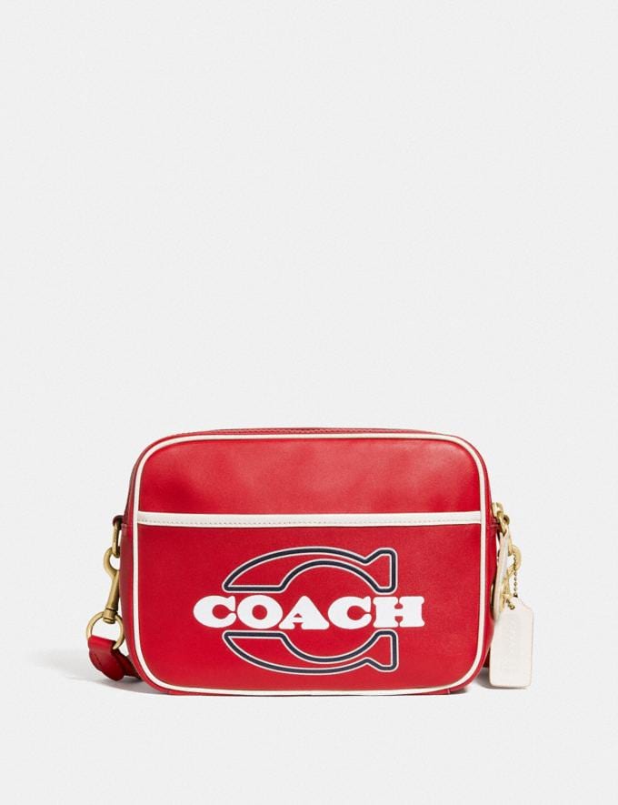 Coach Flight Bag Brass/Electric Red Chalk New Men's New Arrivals Bags  