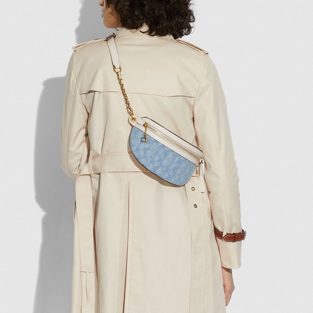 COACH Chain Belt Bag In Signature Chambray With Quilting