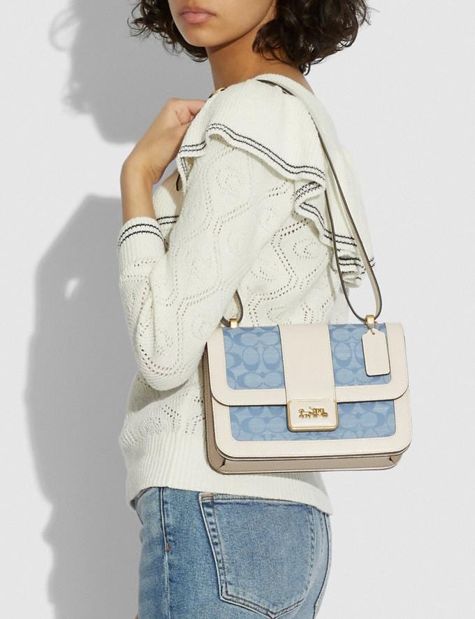 Coach Alie Shoulder Bag in Signature Chambray B4/Light Washed Denim Chalk Private Sale For Her Bags Alternate View 3