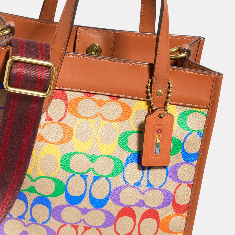 COACH Field Tote 22 In Rainbow Signature Canvas