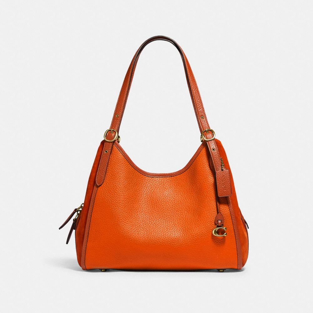 COACH®,LORI SHOULDER BAG,Pebble Leather/Suede,Medium,,Front View