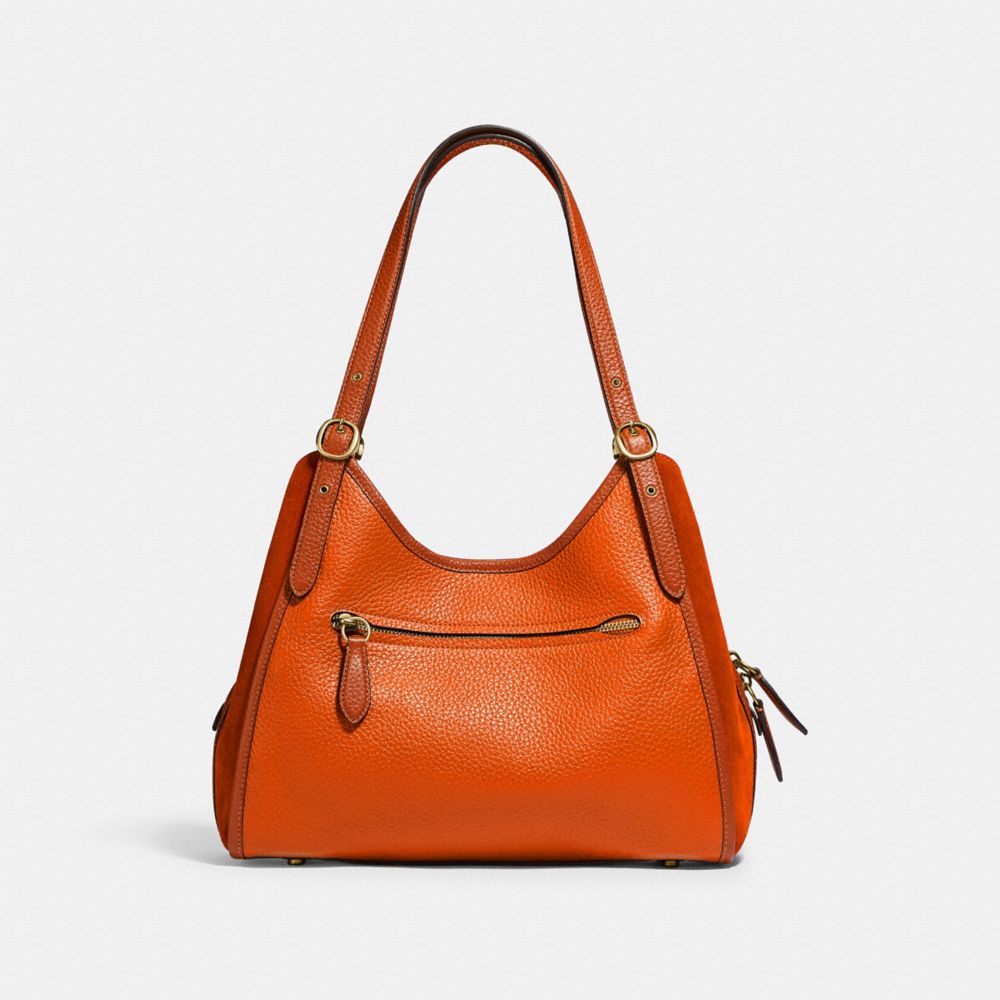 COACH®,LORI SHOULDER BAG,Pebble Leather/Suede,Medium,,Back View