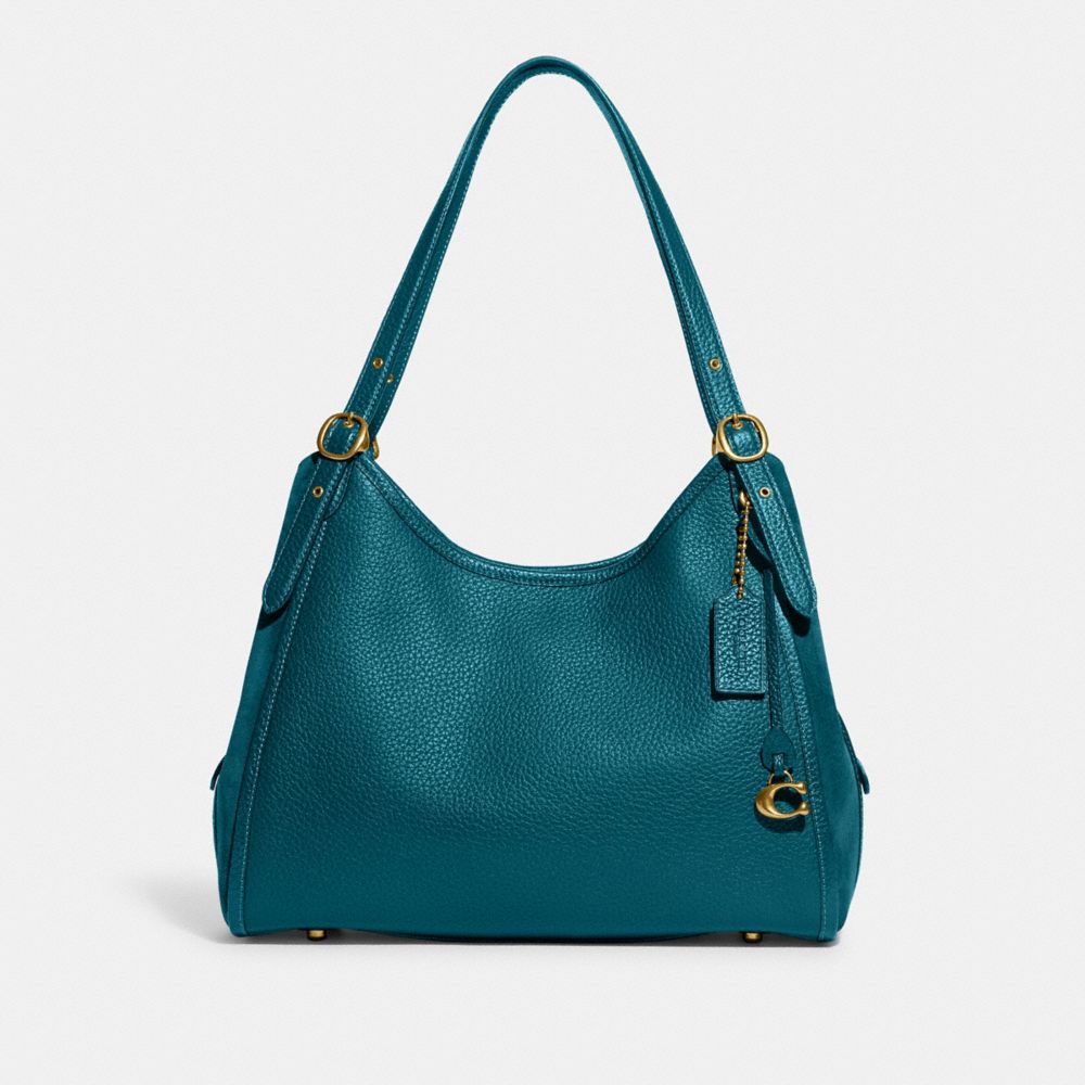 COACH®,LORI SHOULDER BAG,Pebble Leather/Suede,Medium,,Front View