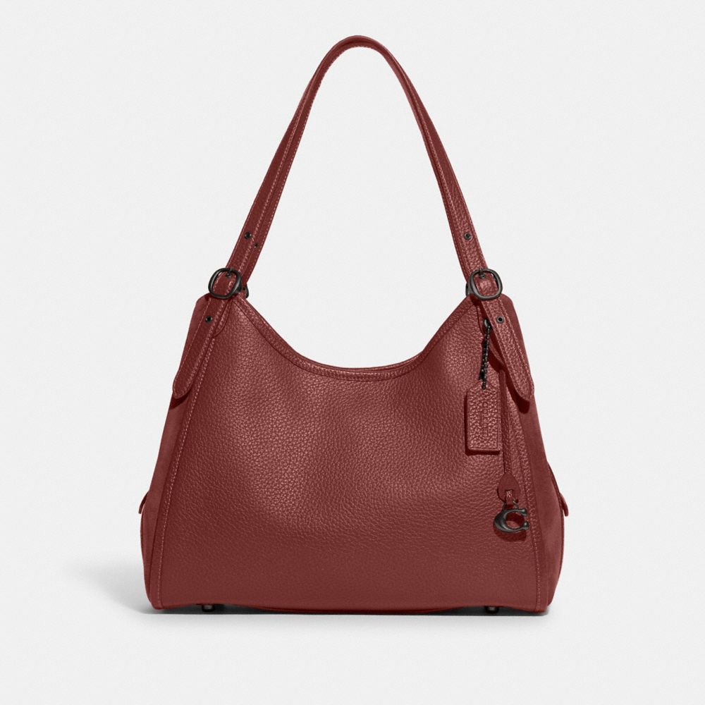 COACH®,LORI SHOULDER BAG,Pebble Leather/Suede,Medium,,Front View