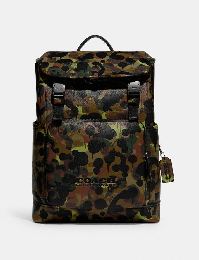 Coach League Flap Backpack With Camo Print Ji/Neon/Yellow/Brown DEFAULT_CATEGORY  