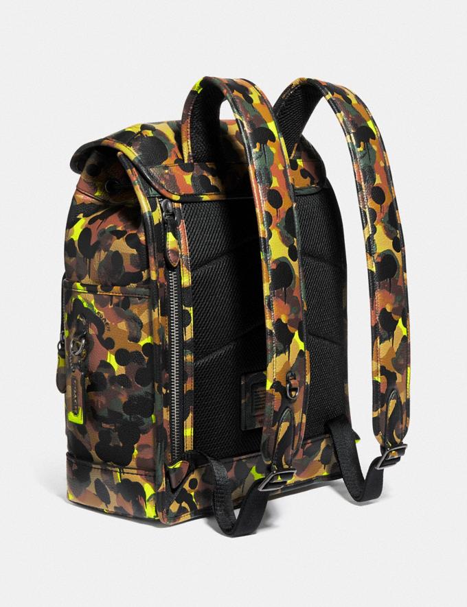 Coach League Flap Backpack With Camo Print Ji/Neon/Yellow/Brown DEFAULT_CATEGORY Alternate View 1