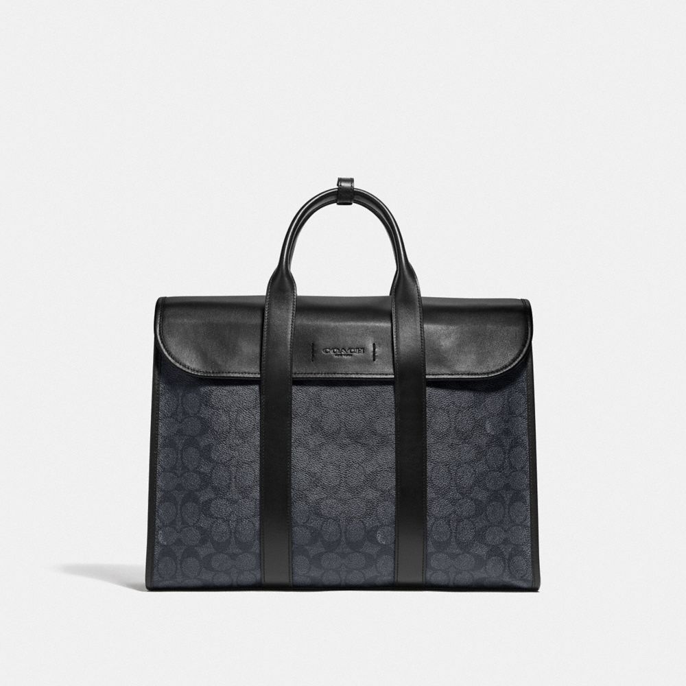 COACH®,GOTHAM PORTFOLIO IN SIGNATURE CANVAS,Signature Coated Canvas/Smooth Leather,Large,,Front View