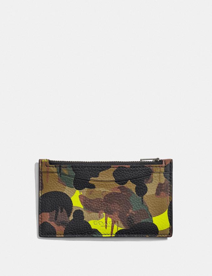 Coach Zip Card Case With Camo Print Neon/Yellow/Brown DEFAULT_CATEGORY  
