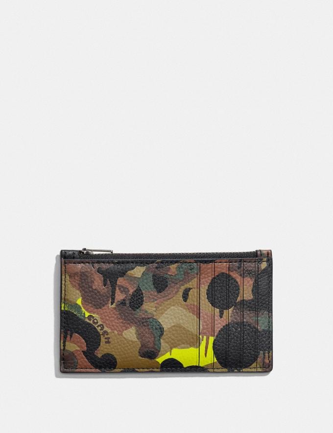 Coach Zip Card Case With Camo Print Neon/Yellow/Brown DEFAULT_CATEGORY Alternate View 1