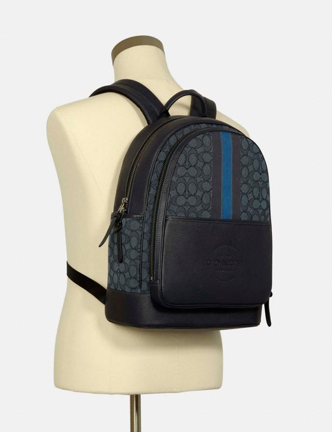 THOMPSON BACKPACK IN SIGNATURE JACQUARD WITH VARSITY STRIPE