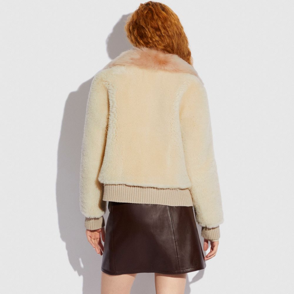 coach shearling cardigan