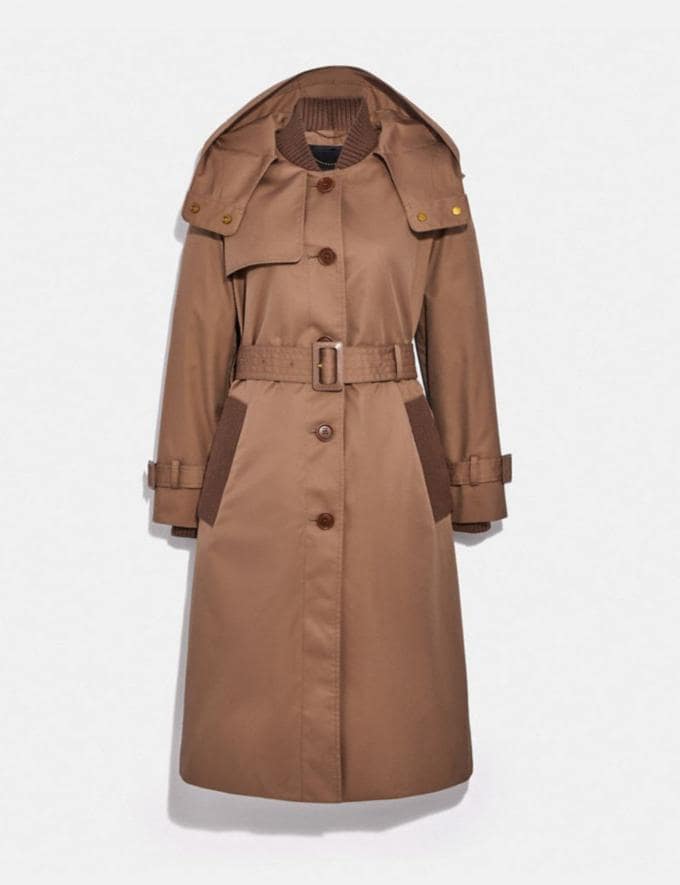 Coach Hooded Trench Brown   