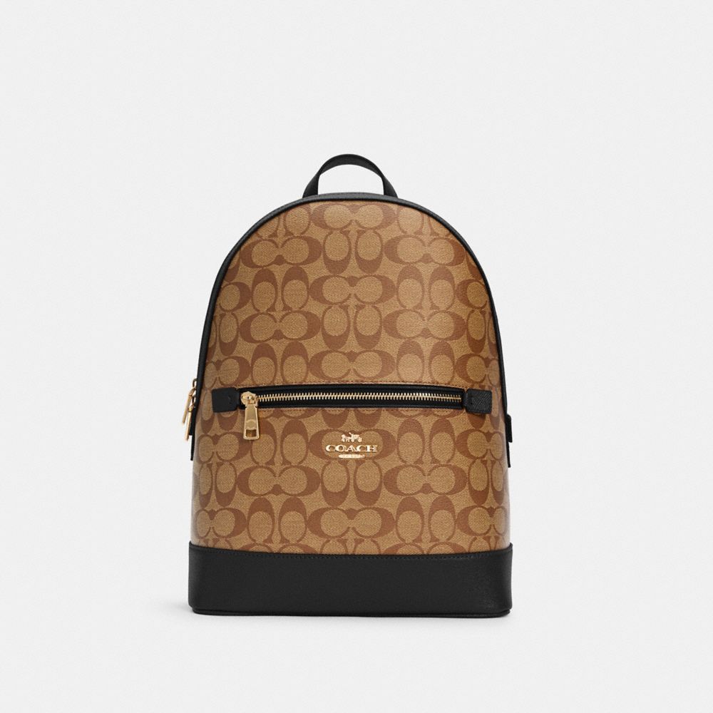coach kenley backpack in signature canvas with stripe