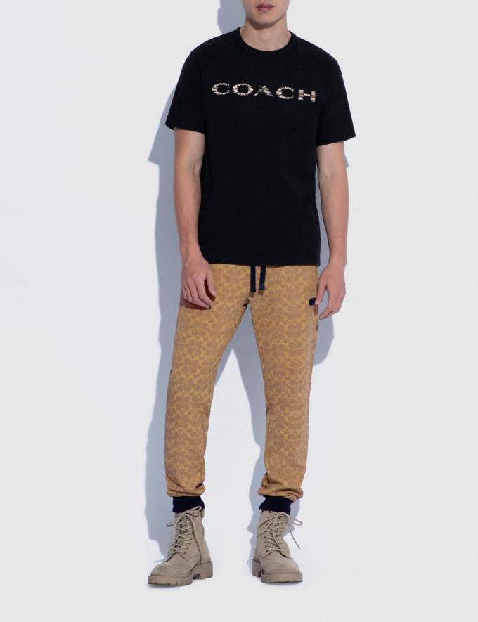Coach Essential Joggers in Organic Cotton Tan Signature Translations 5.1 Retail Translations Alternate View 1