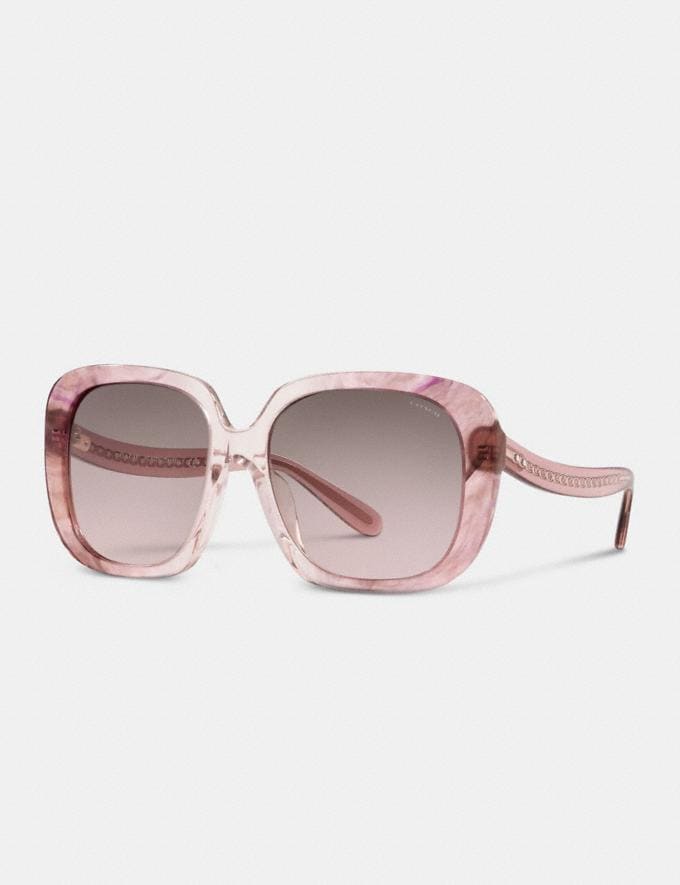 Coach Sculpted Signature Square Frame Sunglasses Transparent Pink Translations 2.1 Retail Additions Translations  