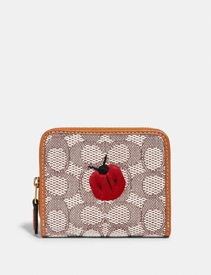 Coach Billfold Wallet in Signature Textile Jacquard With Ladybug Motif Embroidery B4/Cocoa Burnished Amb Private Sale For Her Wallets & Wristlets  