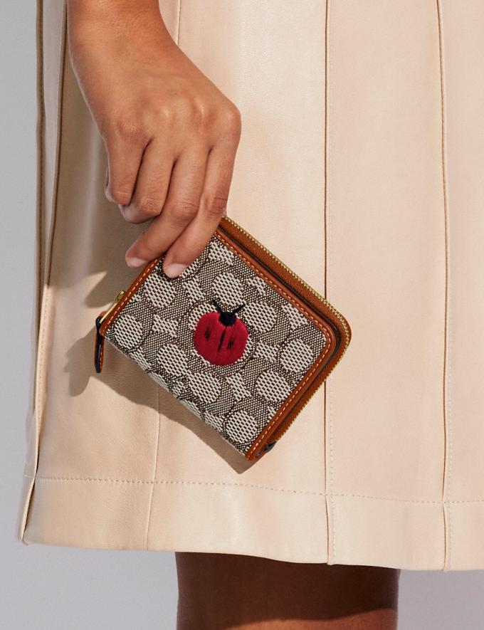 Coach Billfold Wallet in Signature Textile Jacquard With Ladybug Motif Embroidery B4/Cocoa Burnished Amb Private Sale For Her Wallets & Wristlets Alternate View 2