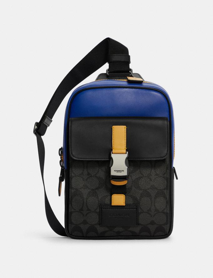 Coach Track Pack in Colorblock Signature Canvas Qb/Charcoal Sport Blue Multi DEFAULT_CATEGORY  