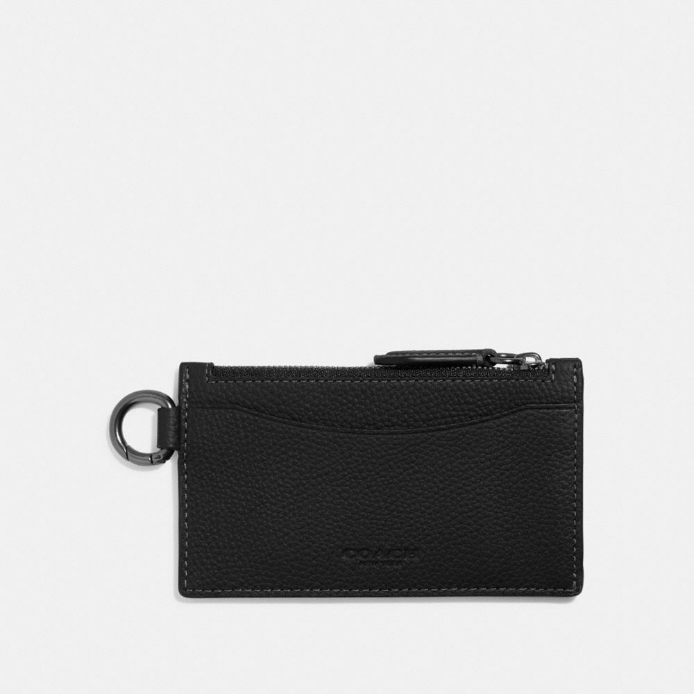 COACH®,ZIP CARD CASE,Pebble Leather,,Back View