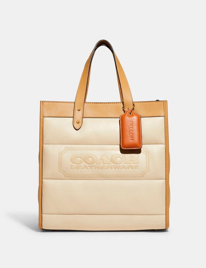 Coach Field Tote With Colorblock Quilting and Coach Badge B4/Ivory Multi DEFAULT_CATEGORY  