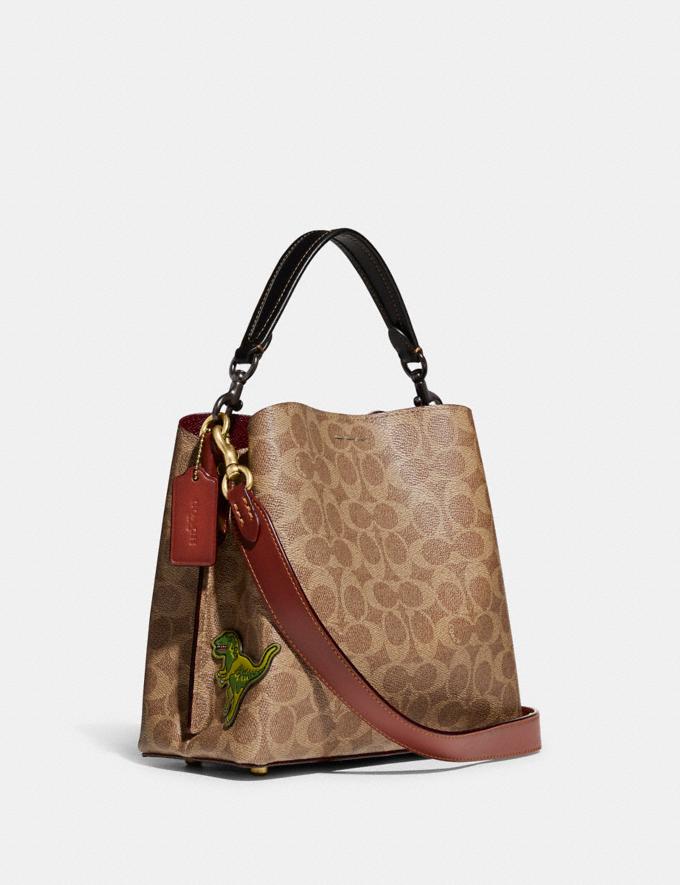 Coach Willow Bucket Bag in Signature Canvas With Patches B4/Tan Rust Translations 12.1 Retail translations Alternate View 1