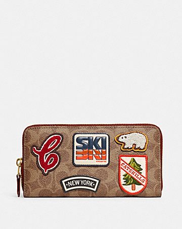 accordion zip wallet in signature canvas with patches