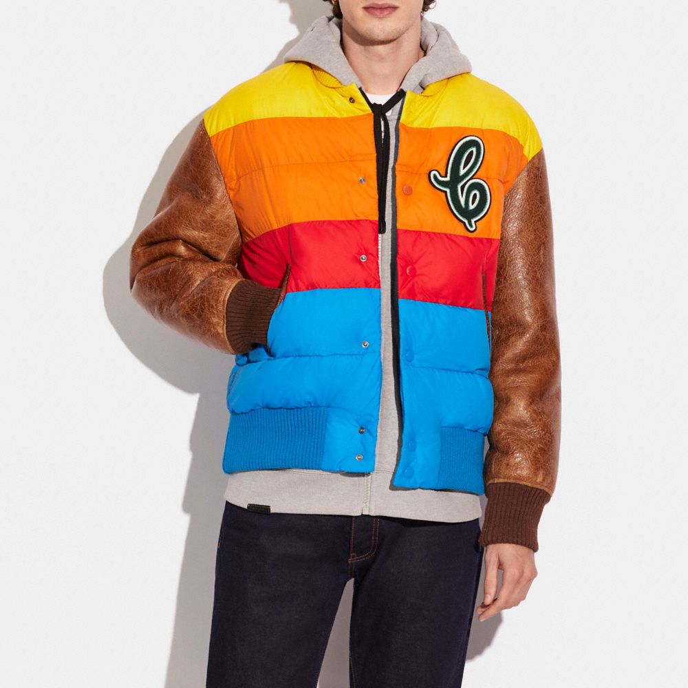 coach shearling varsity jacket