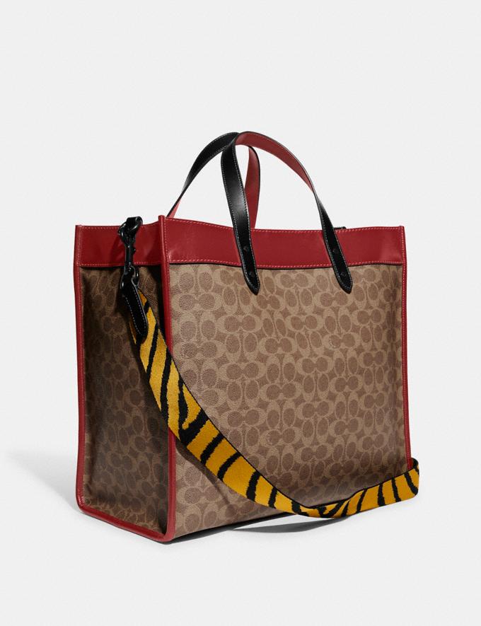 Coach Lunar New Year Field Tote 40 in Signature Canvas With Tiger Rexy Ol/Tan Multi Translations null Alternate View 1