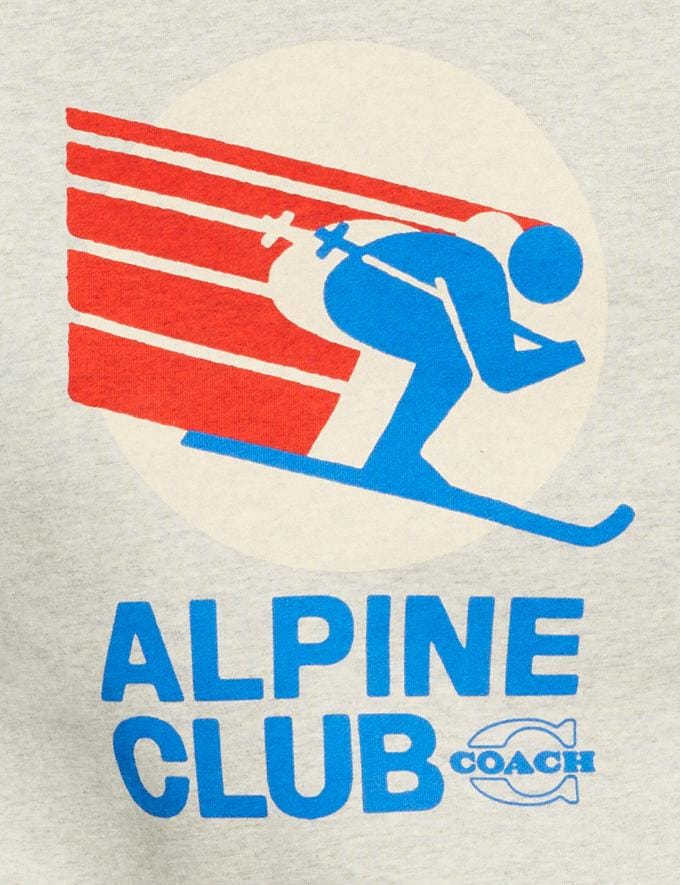 Coach Ski Alpine Club Graphic Crewneck Sweatshirt in Organic Cotton Classic Grey Melange Translations 12.1 Retail translations Alternate View 3