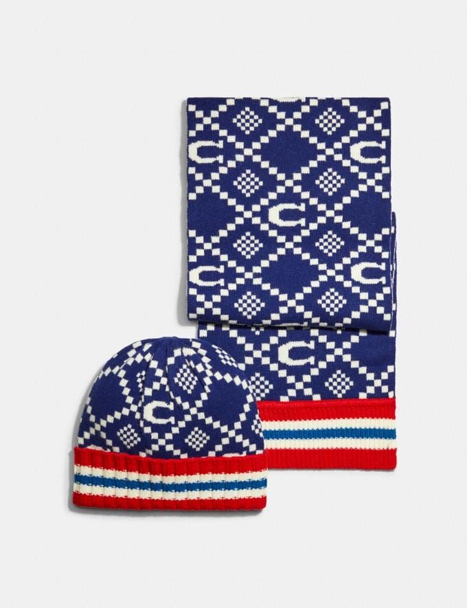Coach Jacquard Hat and Scarf Set Navy/Red DEFAULT_CATEGORY  