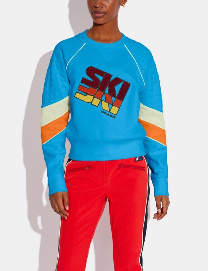 Coach Ski Sweatshirt in Organic Cotton Blue. Translations 12.1 Retail translations Alternate View 1