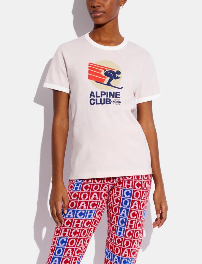 Coach Alpine Club T-Shirt in Organic Cotton Pastel Pink Translations 12.1 Retail translations Alternate View 1