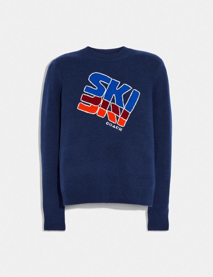 Coach Ski Intarsia Sweater in Recycled Wool and Recycled Cashmere Navy Translations 12.1 Retail translations  