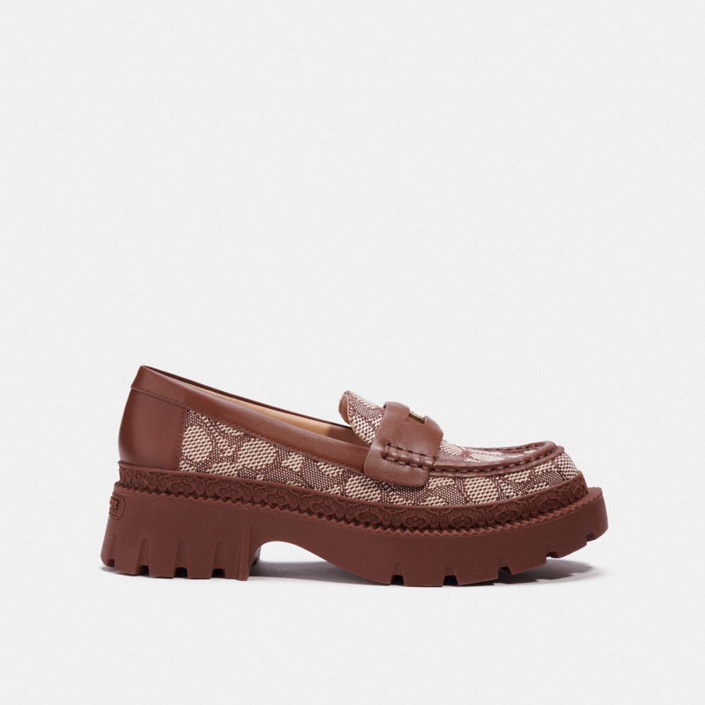 lug sole loafers brown