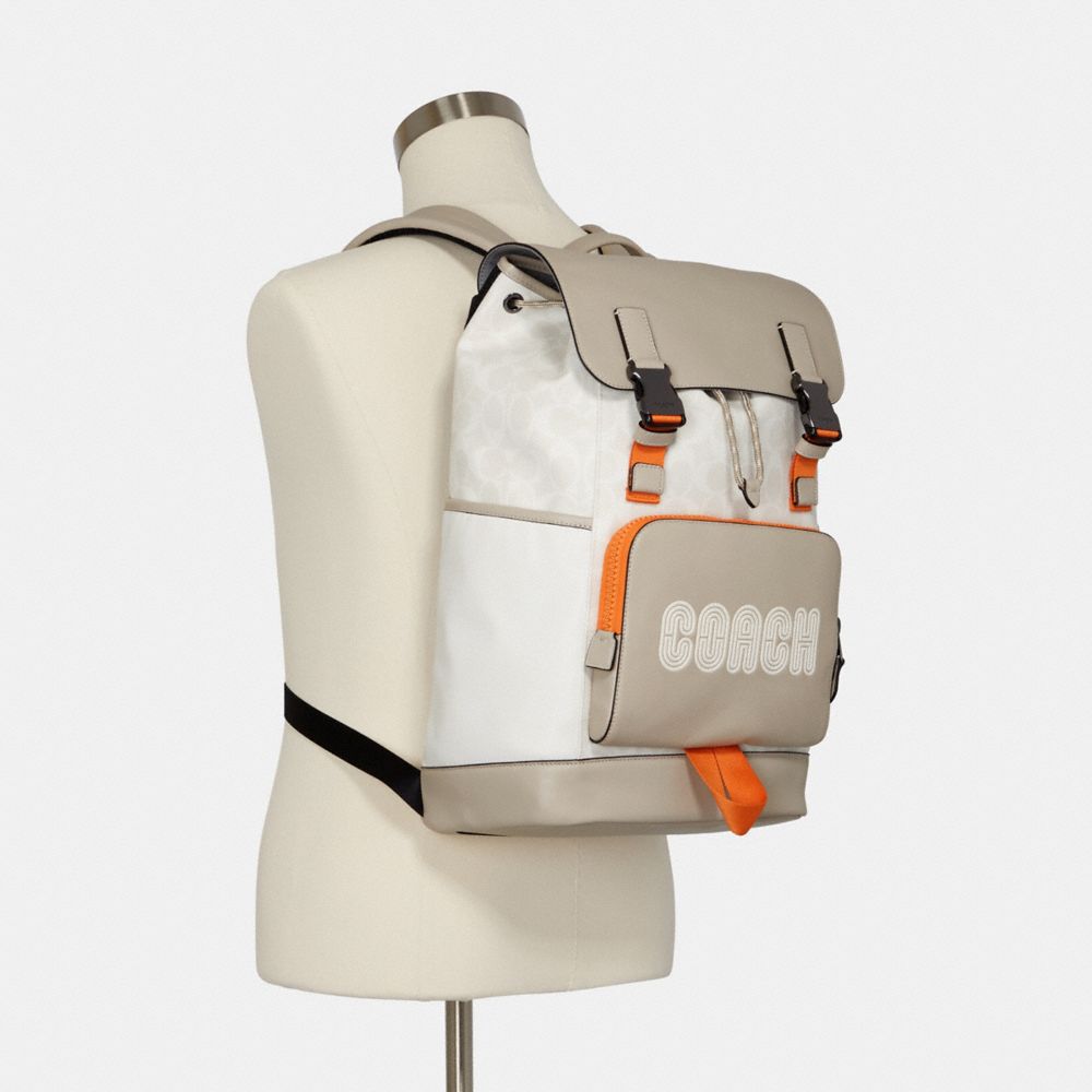 TRACK BACKPACK IN COLORBLOCK SIGNATURE CANVAS WITH COACH Track