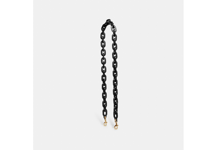Coach Leather Covered Chain Strap In Brass/black