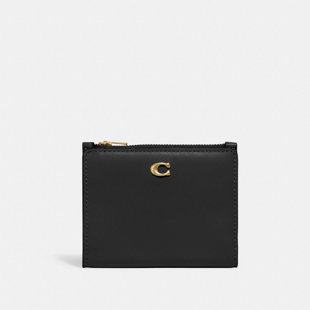 COACH®,BIFOLD SNAP WALLET,Mini,Brass/Black,Front View