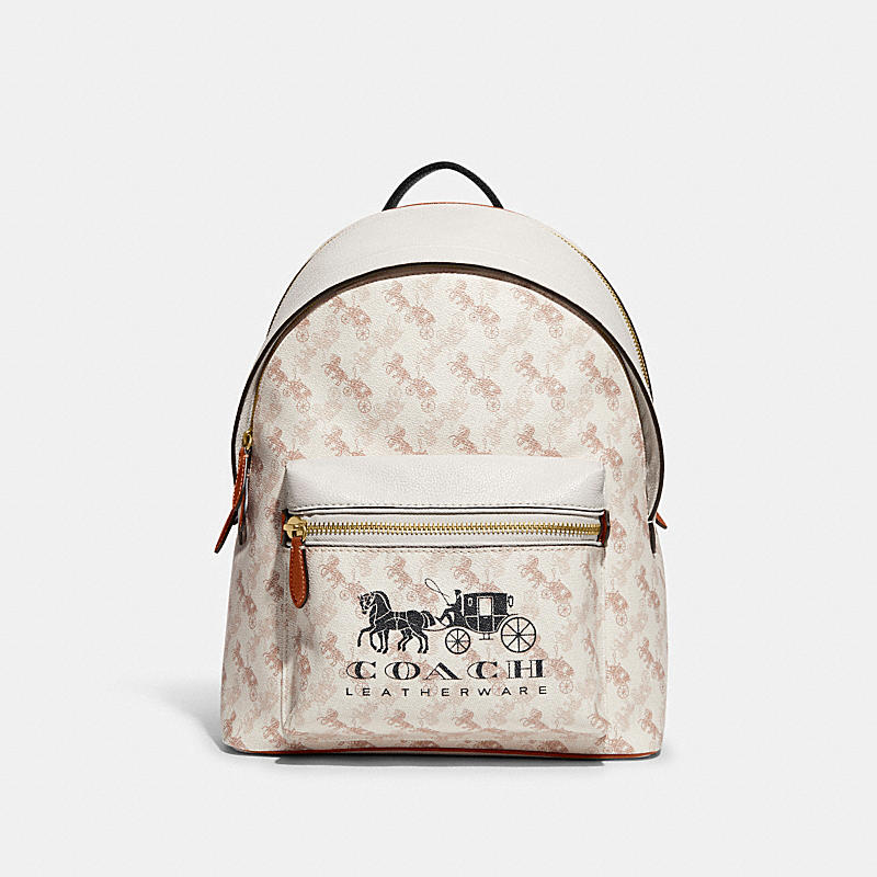 CHARTER BACKPACK WITH HORSE AND CARRIAGE PRINT