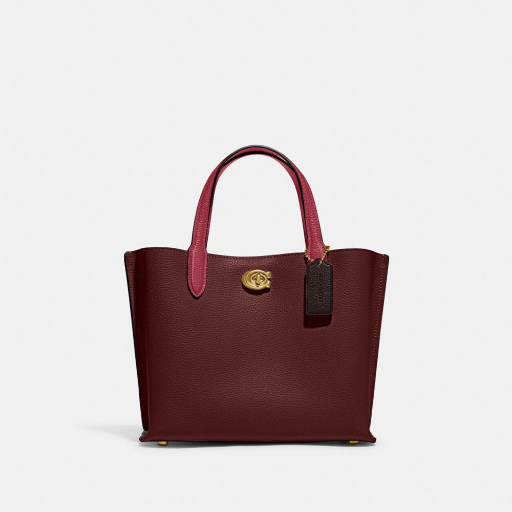 COACH®,WILLOW TOTE 24 IN COLORBLOCK,Polished Pebble Leather,Medium,,Front View