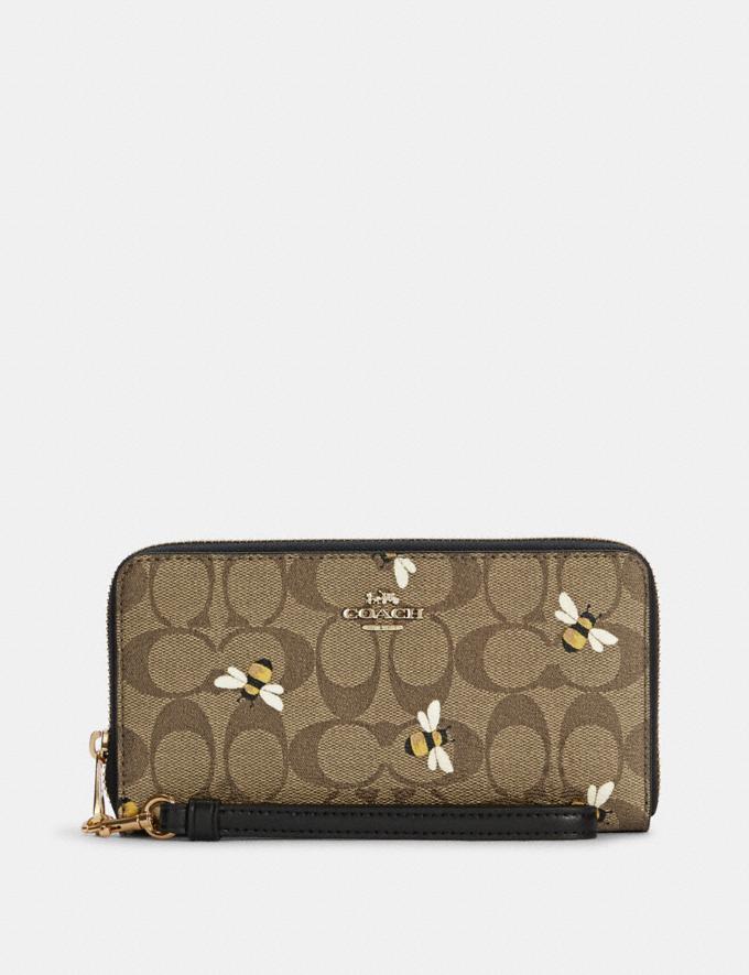 COACH: Long Zip Around Wallet In Signature Canvas With Bee Print