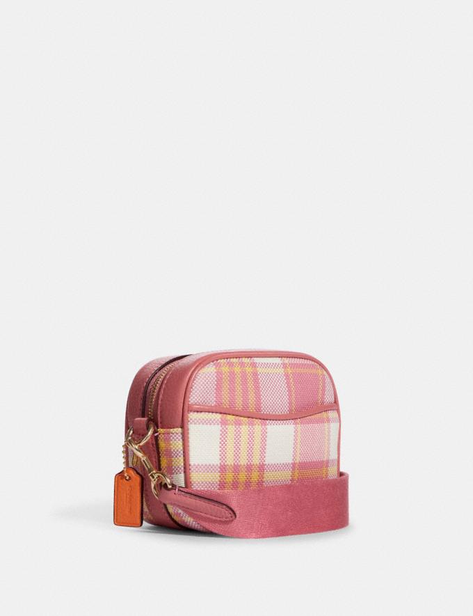 MINI DEMPSEY CAMERA BAG WITH GARDEN PLAID PRINT AND COACH PATCH