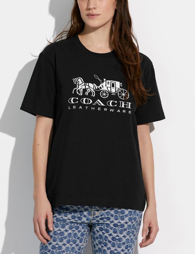 Coach Horse and Carriage T-Shirt in Organic Cotton Black DEFAULT_CATEGORY Alternate View 1