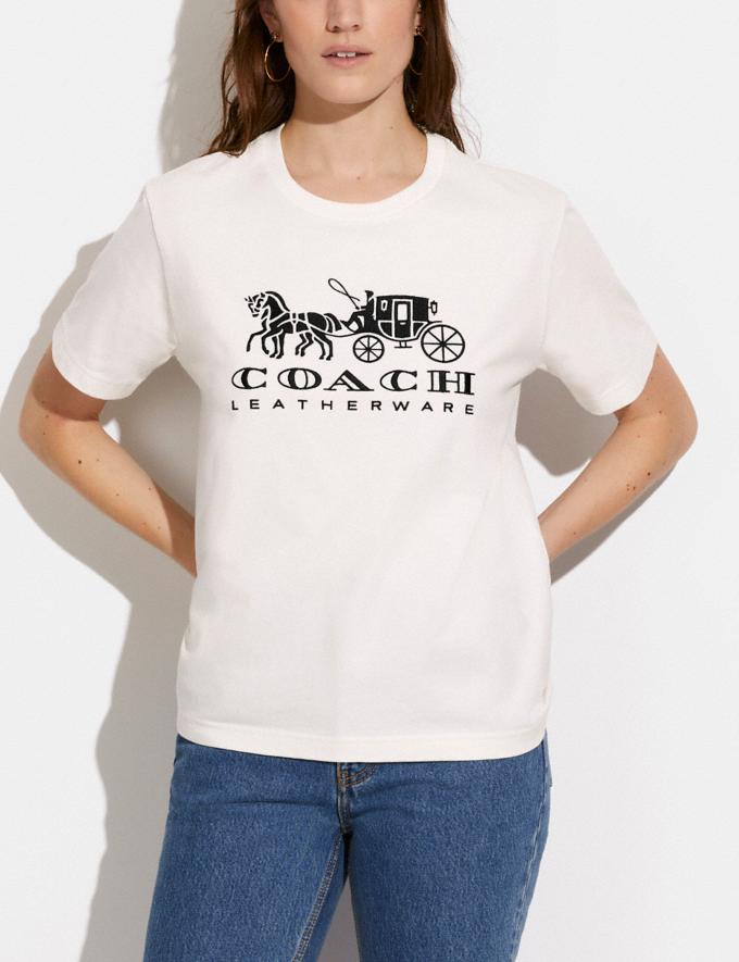 Coach Horse and Carriage T-Shirt in Organic Cotton White. DEFAULT_CATEGORY Alternate View 1