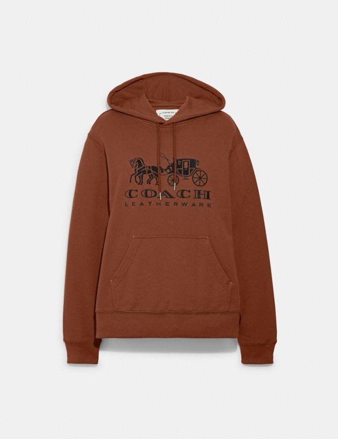 Coach Horse and Carriage Hoodie in Organic Cotton Saddle DEFAULT_CATEGORY  