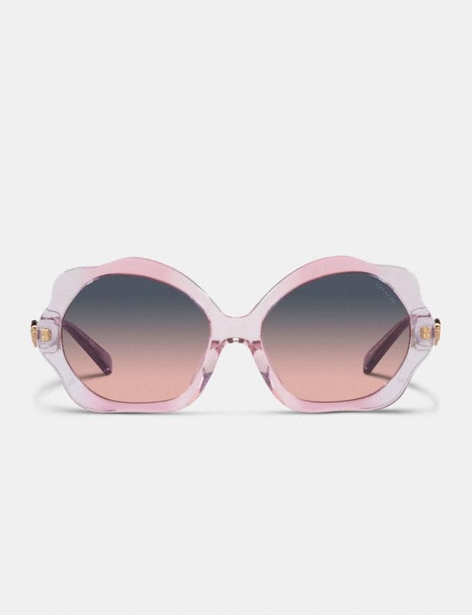 Coach Tea Rose Wire Petal Round Sunglasses Transparent Pink Gradient Translations 5.1 Retail Translations Alternate View 2