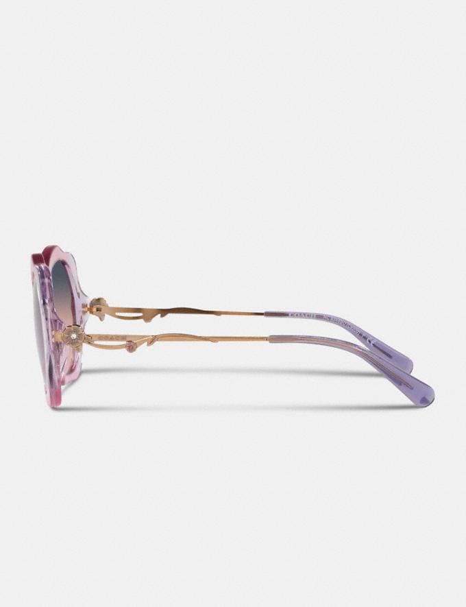 Coach Tea Rose Wire Petal Round Sunglasses Transparent Pink Gradient Translations 5.1 Retail Translations Alternate View 3