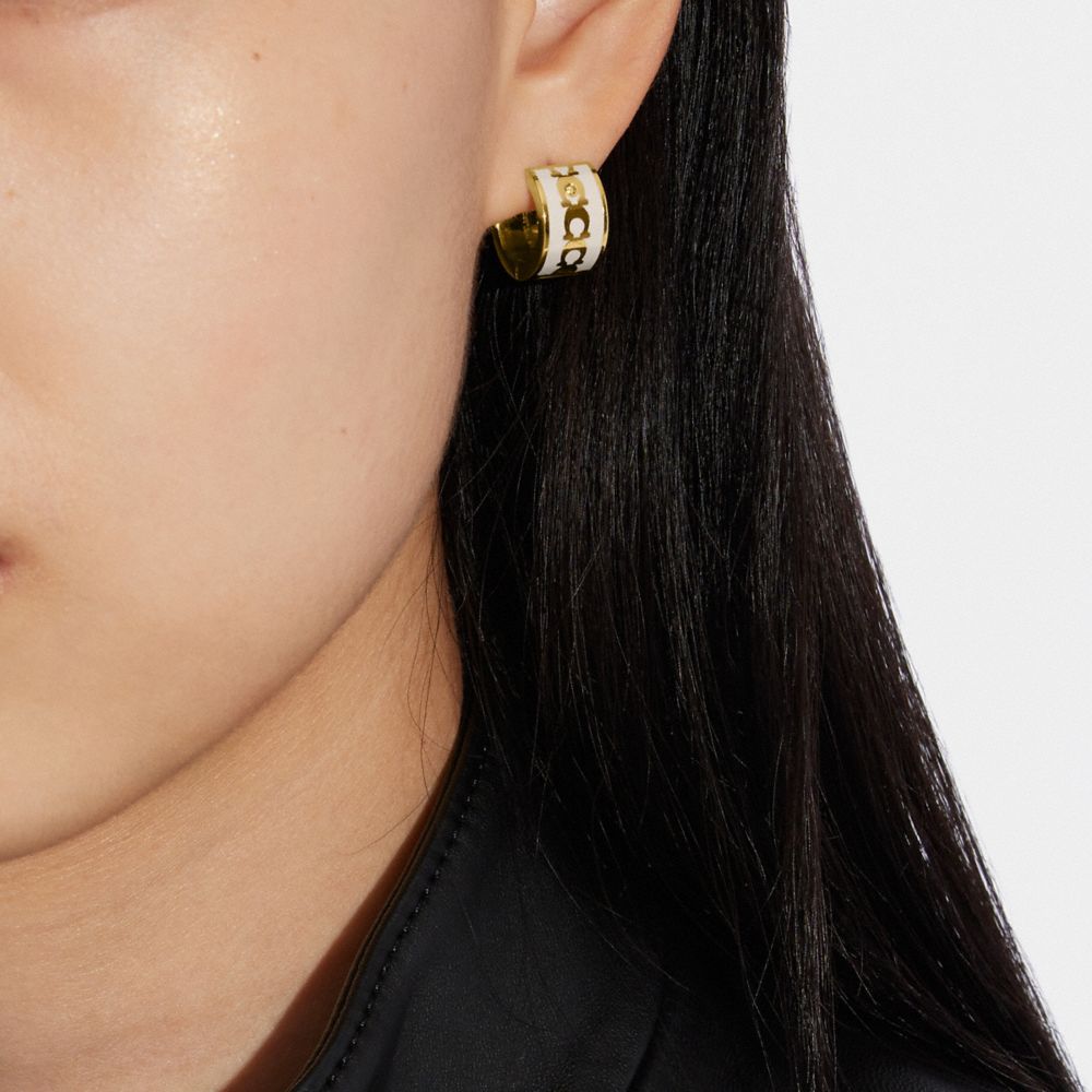 COACH Signature Enamel Hoop Earrings