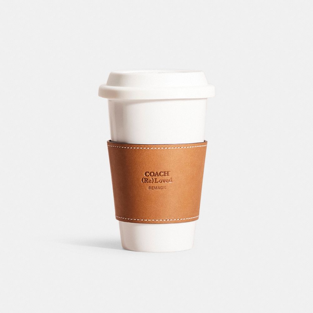 COACH®,REMADE CUP SLEEVE,Leather,,Front View